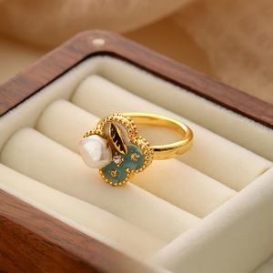 Incroyable perle d'eau douce vintage style peinture bague de fiançailles en argent sterling ajustable bijoux de luxe modernes été/hiver - Product Image 6