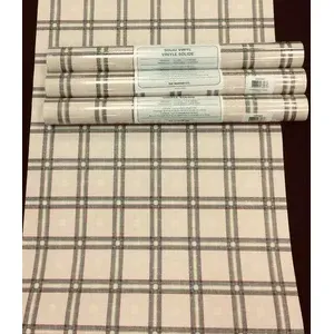 Papier peint à carreaux moderne et minimaliste Bordeaux Vert Marron Rayures Florales PVC Préencollé Double Rouleaux Ignifuge Lot de 4 # CUP3437 - Product Image 1