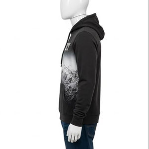 Quick Dry Woven Mens Hoodie Polyester Fabric Flock Print Breathable Casual Sports Training Streetwear <b>Top</b> Mens Hoodie Apparel Pr - Product Image 3