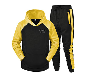 Attractive Color Design Jogging <b>Track</b> <b>Suits</b> with Contrast Color Sleeves Full Sleeve Hooded Shirt with Jogger Pant on Cheap Price - Product Image 1