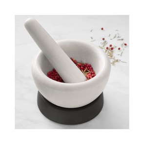 Ensemble mortier et pilon en marbre authentique pour la cuisine indienne thaïlandaise mexicaine broyage d'herbes épices graines sauces pâte de chutney tous les jours - Product Image 3