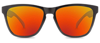 Lunettes de soleil unisexes tendance, verres polarisés couleur feu, protection UV, monture noire en PC, fabriquées à Taïwan, avec étui en microfibre et boîte colorée