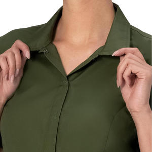 Camisas de negocios de manga corta para mujer Logotipo personalizado Impresión Bordado para uniformes de trabajo Blusa de oficina Proveedor de fábrica - Product Image 3