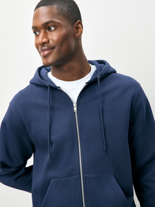 Men Custom Full Zip Casual Sportswear Hoodie Long Sleeve Slim Fit Lightweight Plain Solid Color Sweatshirt Pocket Full Hoodie - Product Image 4