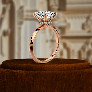 Bague de fiançailles solitaire en diamant de laboratoire taille princesse 1 carat certifiée IGI, or jaune 14 carats, demi-pavé, bague de mariage, bague de promesse - Product Image 4