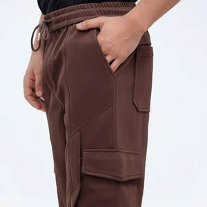 Pantalon de jogging streetwear couleur marron foncé, style cargo, poche, pantalon de jogging en molleton - Product Image 3