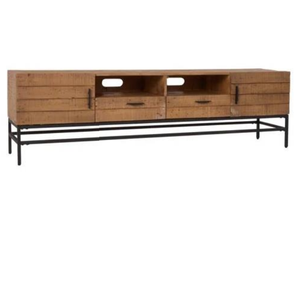 Meuble de télévision de salon Meuble de meuble de télévision en bois de récupération rustique antique avec tiroirs - Product Image 1