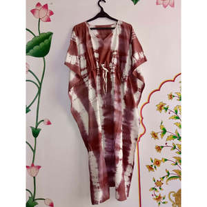 100% Cotton Desert Rose Tie-Dye <b>Kaftan</b> Elegant Hippie Casual <b>Summer</b> Party Dress Sexy ODM Free Size" - Product Image 1