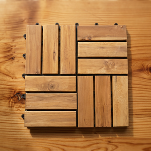 Easy-Click Acacia Wood Patio <b>Tiles</b> - 30x30cm All-Weather Outdoor <b>Interlocking</b> Flooring for DIY Garden & Deck Renovation - Product Image 1