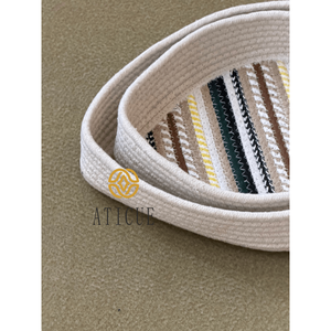 Paquete de 2 Cestas Decorativas de Almacenamiento Tejidas a Mano de Algodón en Forma de Lágrima (9x3x11 y 11x3x13) - Product Image 4