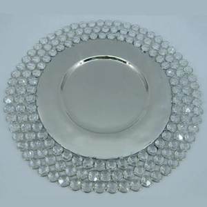 Placa de cargador de borde con cuentas de cristal redondo de plata moderna para servidores de cena de fiesta platos de cena para Decoración de mesa - Product Image 6