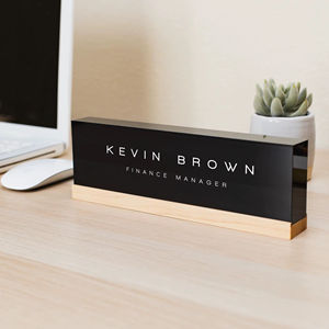 Placa de Identificación Personalizada de Mármol Natural de Primera Calidad, Estilo Art Deco, Grabada, para Colgar en la Oficina, por Craft Exim - Product Image 1