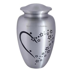 Urne funéraire en métal gris avec cœur et étoile pour les cendres humaines, fournitures funéraires commémoratives, nouveauté - Product Image 2