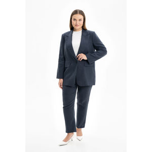 เสื้อเบลเซอร์ผ้าลินินสีน้ำเงินกรมท่าแบบคลาสสิก - Product Image 5