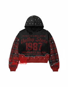 เสื้อฮู้ดมีซิปประดับพลอยเทียมทรงโอเวอร์ไซส์เสื้อมีฮู้ดผ้าฝ้ายหนาปักโลโก้คริสตัลแฟชั่นเสื้อมีฮู้ดระยิบระยับ - Product Image 2