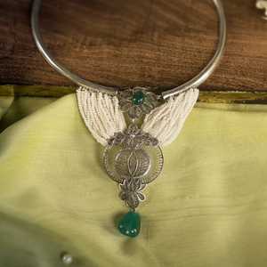 High Quality Manjari Haar Silver Necklace for Women Elegant Geometric Box Chain Wedding Fashion <b>Jewellery</b> Direct from <b>Indian</b> - Product Image 1