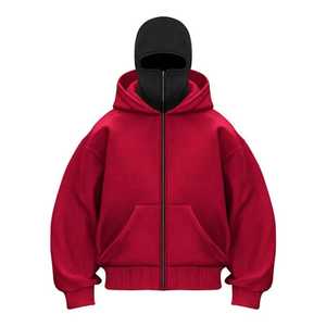 OEM de alta calidad personalizado máscara Ninja Sudadera con capucha bordado Sherpa polar Zip up suéter hombres sudaderas con capucha - Product Image 6