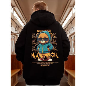 New in Hip Hop Bear Graphic Print Hoodies for <b>Men</b> Oversized Streetwear Y2K Hoody Sweatshirts <b>Fleece</b> Casual Pullover Hoodie - Product Image 1