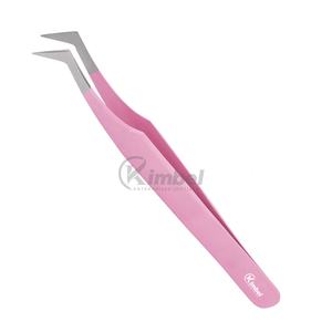 Extensions de cils de volume à pointe en fibre pince à épiler Marque privée Pince à épiler de volume à revêtement rose - Product Image 1