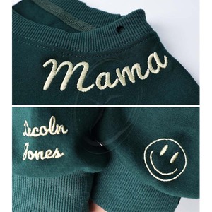 Embroidered Hand Distressed Sweatshirt Thermal Personalized Crew Neck Sweatshirt Design Your Own Text Pattern <b>Christmas</b> Gifts - Product Image 5