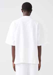 Mock Neck Peached French Terry Cotton Camiseta de gran tamaño Boxy Camiseta lisa en blanco de alta calidad para hombres de gran tamaño 210 Gsm Full - Product Image 2