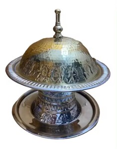 Luxury Vintage Arabic Design High Quality Sustainable Metal Ramadan Decorative Golden Date Serving <b>Bowl</b> With Legs Creamer Pot - Product Image 6