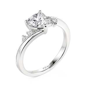 Jeulia Sterling <b>Silver</b> Beaded Bypass Heart Promise <b>Ring</b> for <b>Men</b> - Product Image 2