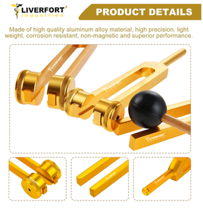 Juego de diapasones (128Hz, 256Hz, 512Hz), instrumentos curativos de sonido de grado médico dorado para yoga y meditación de aleación de aluminio - Product Image 2