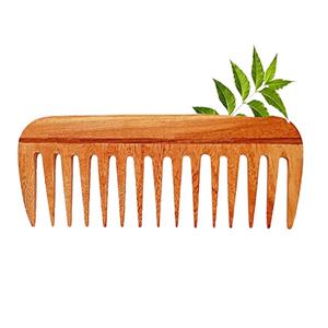 Peine de dientes anchos de madera | Cabello rizado de madera de neem para mujeres y hombres | Crecimiento del cabello - Product Image 2