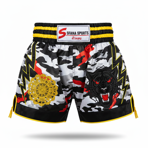 Shorts de Muay Thai MMA pour hommes SFANA SPORTS avec logo personnalisé, tissu 180g, séchage rapide, respirant, pour le kickboxing, la boxe, l'entraînement en salle de sport - Product Image 2
