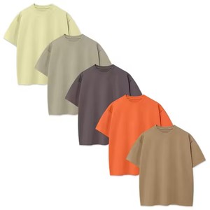 300GSM T shirt Hommes 100% Coton Col côtelé Oversize Drop Shoulder Blank Casualwear Plain T Shirt Pour Adultes De La Plus Haute Qualité - Product Image 1