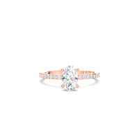 Bague de fiançailles en diamant ovale cultivé en laboratoire certifié IGI, sertie pavé, en or jaune/blanc et rose 9 carats