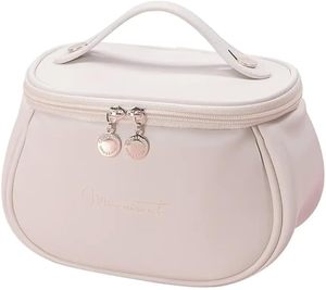 Bolsa de Cosméticos de Viaje de Cuero Portátil Impermeable de Gran Capacidad con Amplia Apertura y Divisor de Asa para Mujeres y Niñas - Negro - Product Image 6