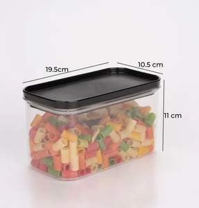 Ensemble de 4 contenants rectangulaires en plastique hermétiques de 1500 ml pour le stockage en cuisine, boîte alimentaire anti-fuite pour céréales et légumineuses - Product Image 5