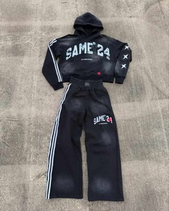 Conjunto de Sudadera con Capucha y Pantalones Deportivos de Invierno para Mujer, de Alta Calidad, Personalizado, de Algodón, con Apliques Bordados y Lavado Ácido - Product Image 3