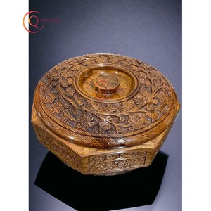 Caja de madera Chapati, cazuela de 8 pulgadas, olla caliente de madera de acacia con tapa, calentador de alimentos a precio mayorista, cocina casera, restaurante de Hotel - Product Image 2