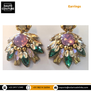 India Origin Casual Style Small Size Opal Crystals Made Handmade Hand Embroidered Dainty <b>Stud</b> <b>Earrings</b> for Women's <b>Girls</b> - Product Image 5