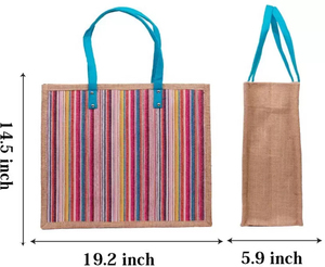 Sac en jute écologique avec poignées en cuir véritable soigneusement conçu avec motif de lettre Spacieux et élégant pour le shopping-en vente - Product Image 3