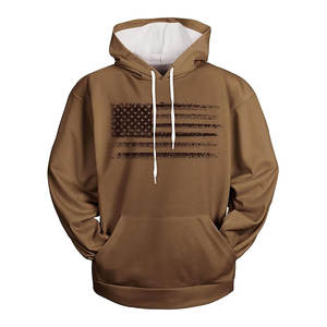 Sudadera con Capucha Retro con Bandera Americana, Personalizada OEM, Sudadera con Estampado Desgastado, Estilo Casual con Bolsillo Canguro para Hombre y Mujer, DDP - Product Image 1