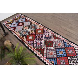 3x11.7 ft Kilim Vintage Rug, <b>Red</b> Polka dot Turkish Rug <b>Wool</b> - Product Image 5