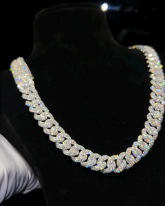 Collar de Cadena Cubana con Incrustaciones de Diamantes Moissanite, Estilo Hip Hop, Lujoso, para Hombre y Mujer - Product Image 1