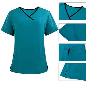 Ensemble de blouses médicales unisexe en coton et polyester de haute qualité, très vendues, extensibles, à manches courtes, pour hôpitaux, vente en gros OEM - Product Image 2