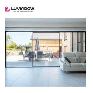 ประตูกระจกบานเลื่อนอลูมิเนียมคุณภาพสูงประตูบานเลื่อนภายนอกที่ทันสมัยประตูกระจกบานเลื่อนบางกรอบประตูสนามหลังบ้าน - Product Image 3