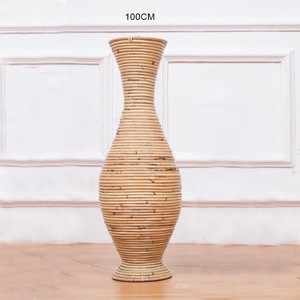 Jarrón de Flores de Mimbre de Ratán Natural Estilo Vintage, Jarrón de Plantas Hecho a Mano, Hermosa Decoración de Hotel - Product Image 3