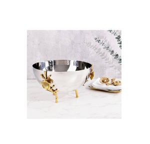 Tazón de fruta y ensalada de acero de alta calidad y soporte de latón Hotel Home Kitchenware Tabletop Solid Brass Serving Bowl Piece - Product Image 3