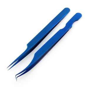 Pinzas de pestañas profesionales KOUNAIN hechas a mano de acero inoxidable con puntas de nanofibra de precisión opciones curvas en ángulo recto - Product Image 4