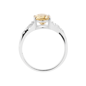 Shah Gems Women's Natural Citrine and White Topaz <b>Statement</b> <b>Ring</b> 925 Sterling Silver Everyday Wear Cut Stone - Product Image 3