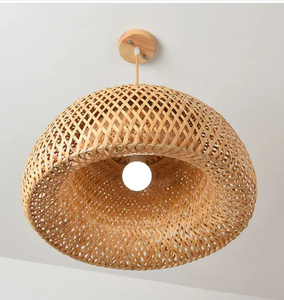 Lanterne en bambou suspension rotin naturel osier E27 lustres abat-jour en bambou tissé à la main luminaires suspendus - Product Image 2