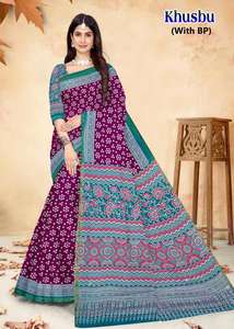 Khusbu algodón impreso nupcial Sari distribuidores en la India - Product Image 5