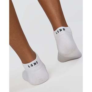Performance Knitted <b>Ankle</b> <b>Socks</b> for Athletes-Breathable Compression Sweat-Wicking <b>White</b>-Black - Product Image 3